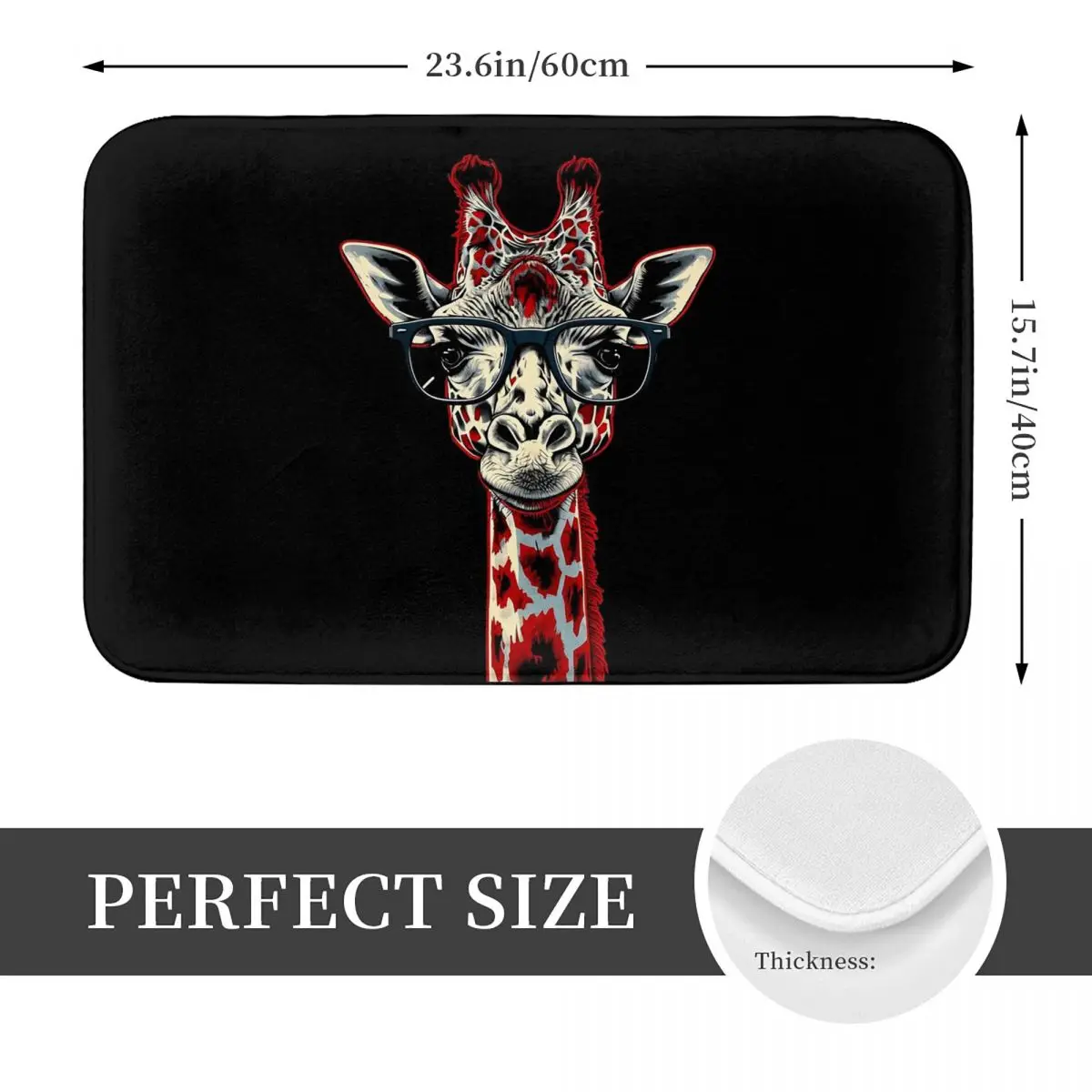 Giraffe With Glasses Non-slip Doormat Floor Mat Antiwear Carpet Rug for Kitchen Entrance Home Bedroom Footpad Mats