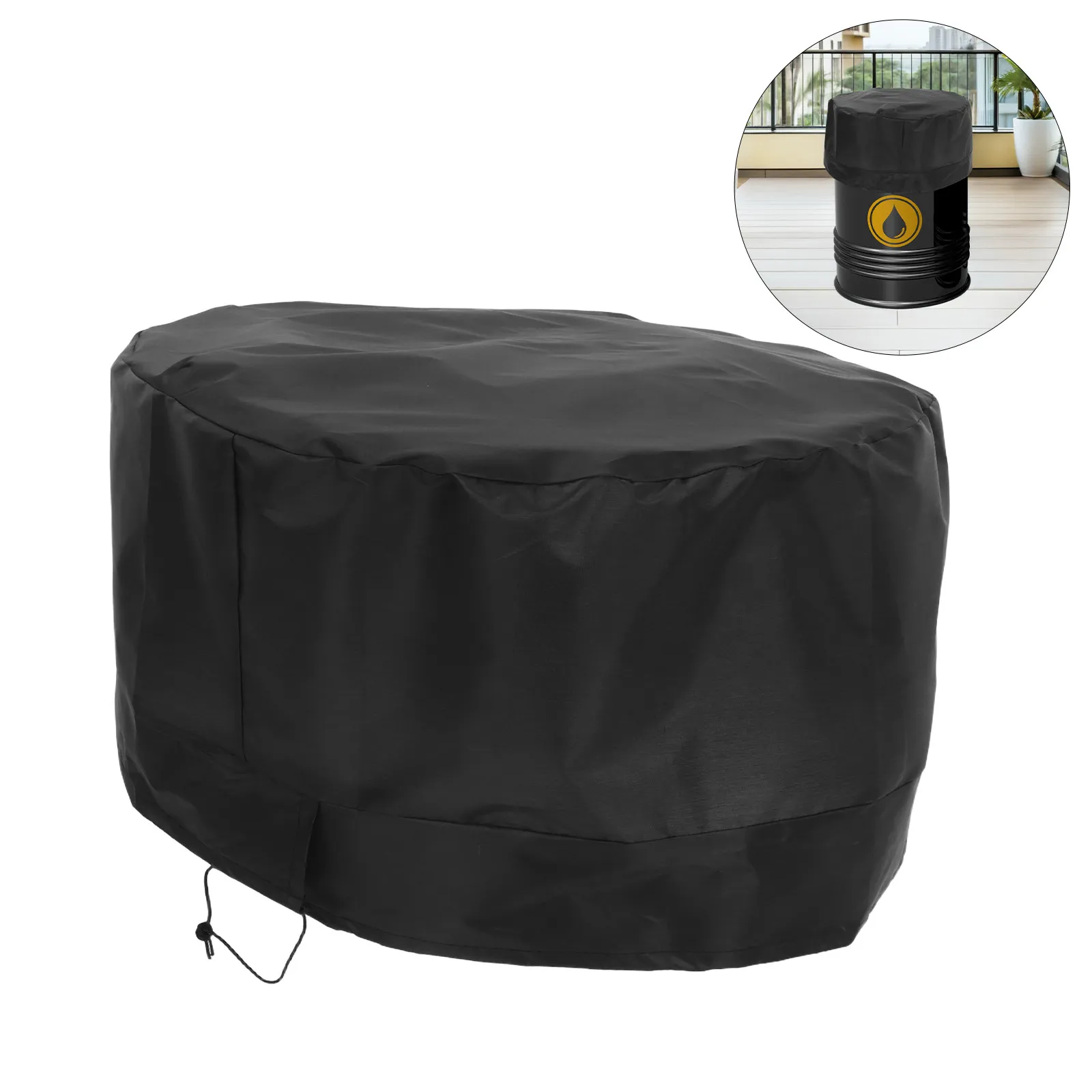 

Gallon Drum Cover Oxford Cloth Seal Protective Lid Adjustable Drawstring Bucket Rain Outdoor Barrel Lid Cover Chemical Plastic