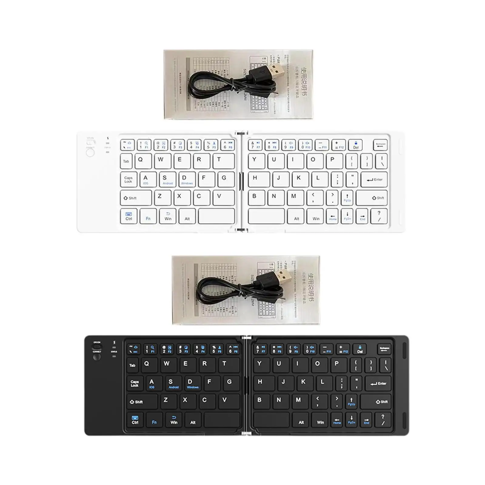 Folding Wireless Keyboard, 64 Keys Convenient Compact Sensitive Silent Typing Rechargeable Computer Keyboard