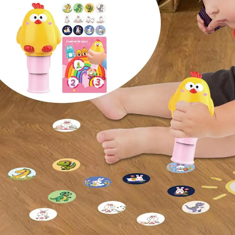 Children Stamp Sticker Toy Arts And Crafts Fidget Toy With 200 Stickers Cartoon Refillable Sticker Stamper For Kids And Children