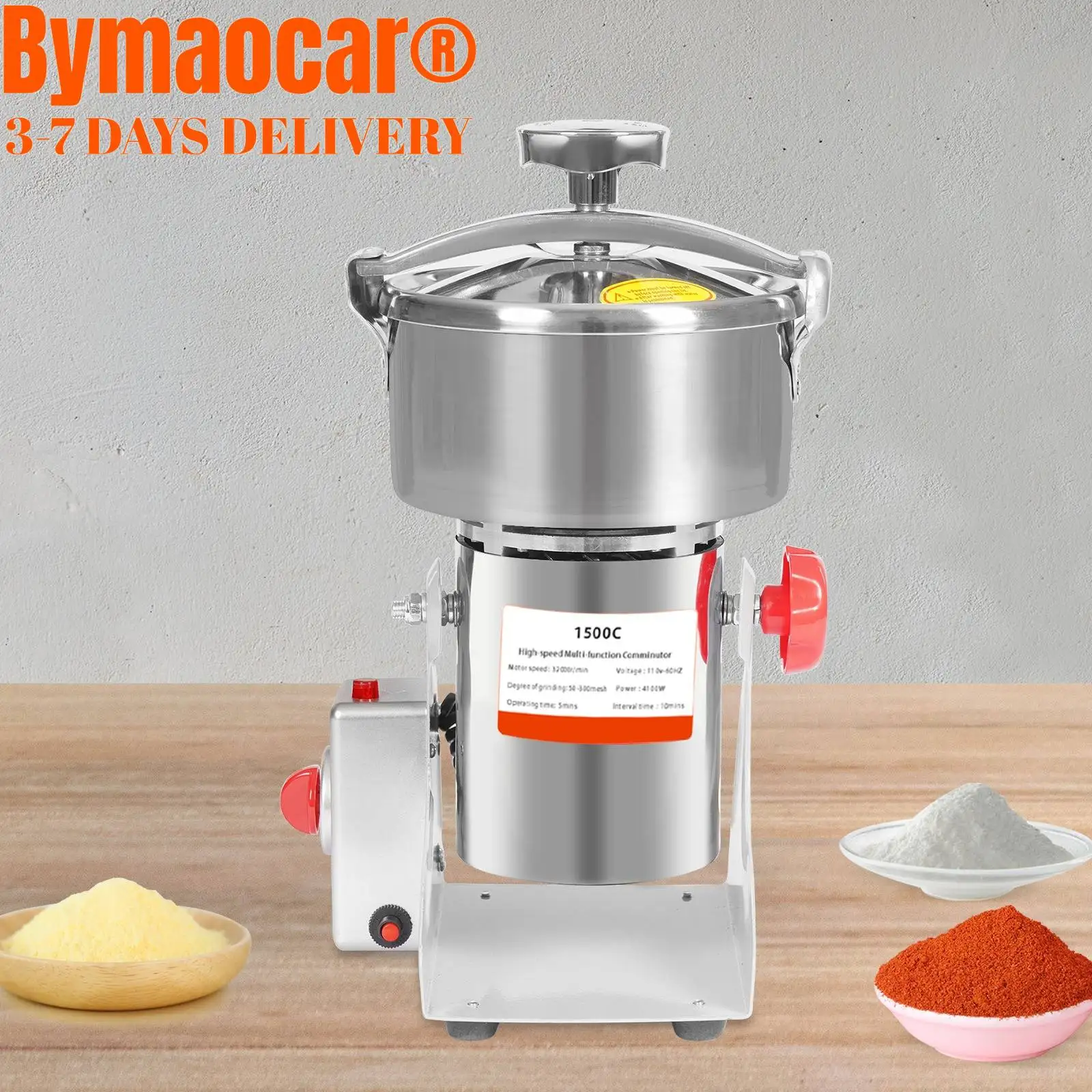 Elektryczny młynek do zboża 1500g z funkcją timera, 4100W, szybki, komercyjny pulverizer do suchych ziół, zboża, przypraw, kawy i nasion.