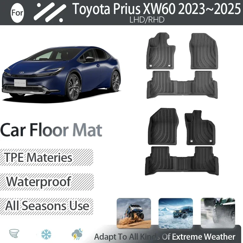 

Автомобильные коврики для Toyota Prius XW60 2023 2024 2025, водонепроницаемые накладки, коврики для ног, напольные покрытия из ТПЭ, грузовые LHD RHD автомобильные аксессуары