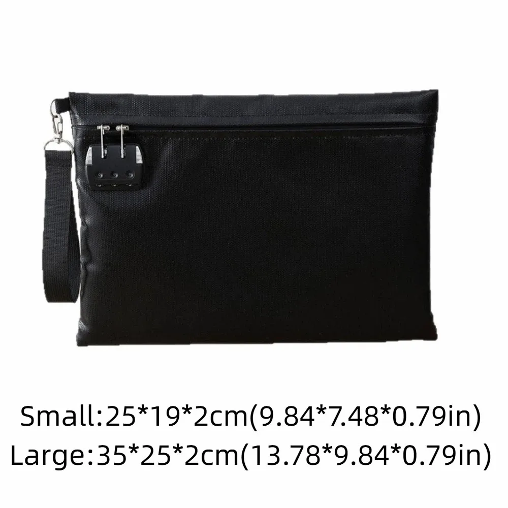 Saco de documentos à prova de fogo com bloqueio de código, resistente ao calor com bloqueio, pasta de arquivo de segurança, portátil, à prova d'água, zíper, bolsa de documentos