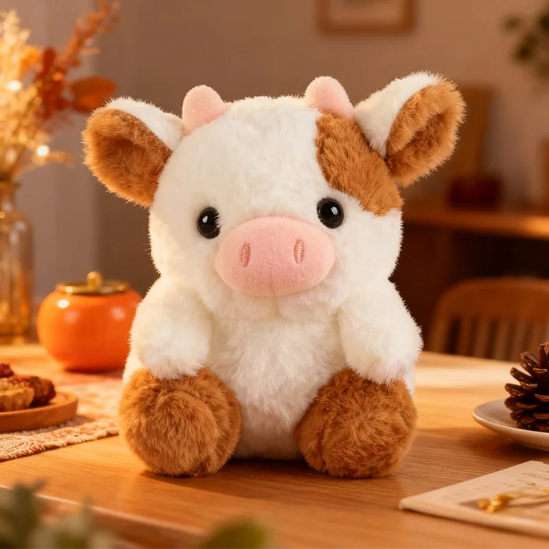 Juguetes de peluche de vaca lechera de 20cm, muñecos de animales súper suaves y agradables para la piel, artículos decorativos de escritorio exquisitos, regalos de cumpleaños para amigos