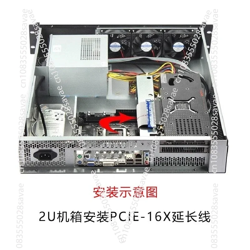 2U Industrial Control Chassis 480 Deep Aluminum Panel Full-height Graphics Card Transverse Card ATX Motherboard Server