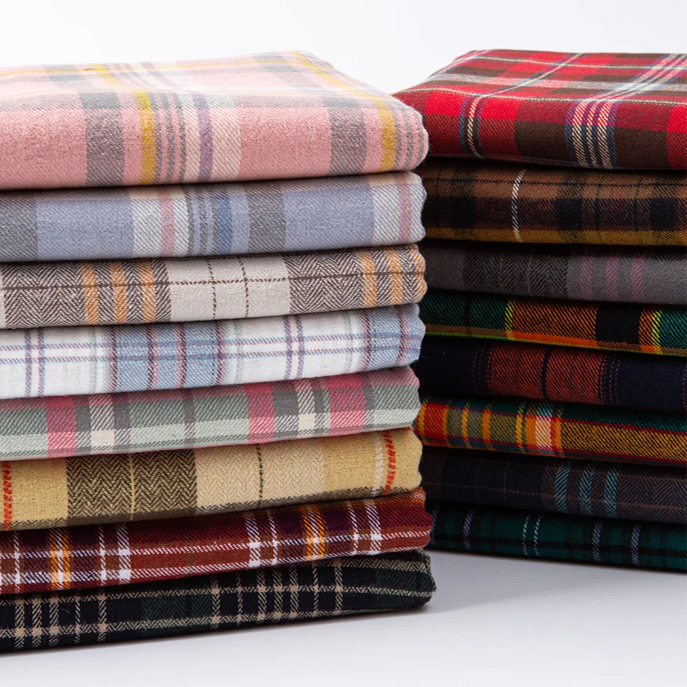 145x50cm High quality cotton twill new cloth sanding soft fabric yarn dyed Christmas Plaid Shirt cloth 280g/m