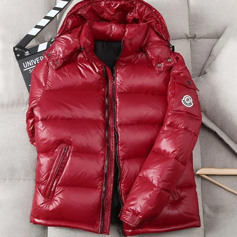 Doudoune Brillante à Capuche pour Homme, Doudounes Chaudes, Coupe-Vent, Blanc, Duvet de Canard, CombMale, Extérieur, Hiver, 4XL