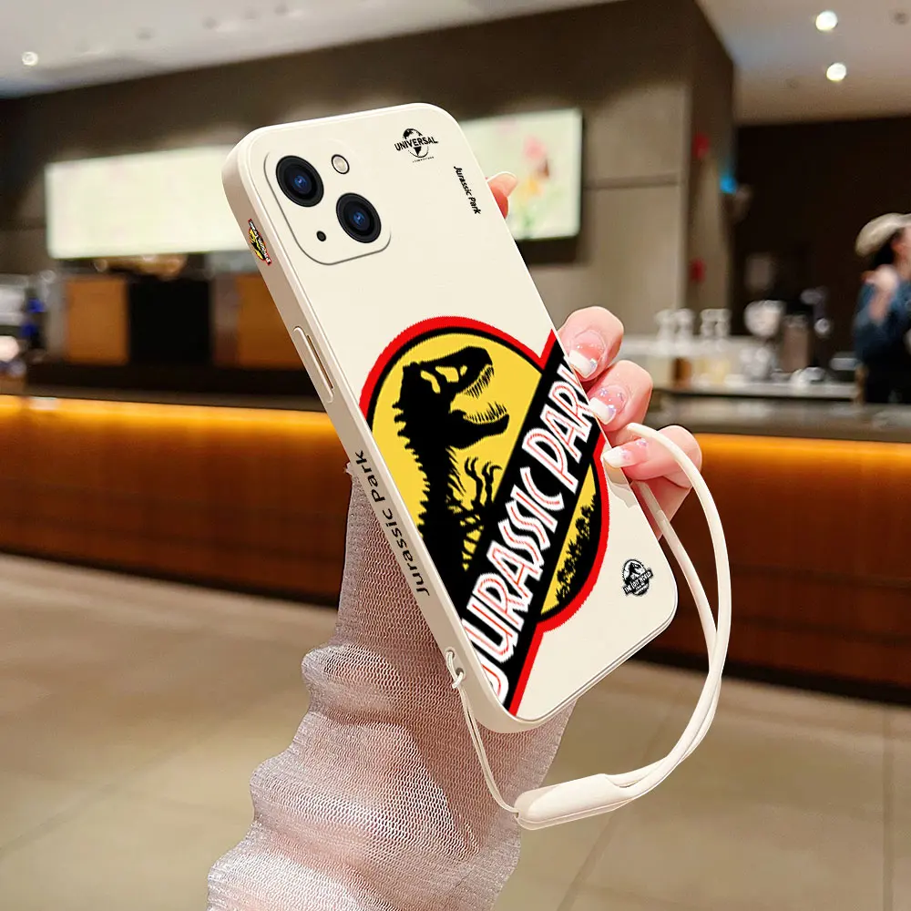 Coque Jurassic ParkS CapaS plate Phone Case For iPhone 15 14 13 12 11 Pro Max Mini X XR XS MAX SE20 8 7 Silicone with Hand Strap