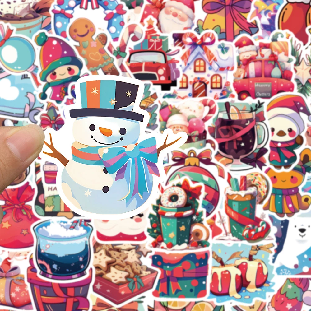 10/30/50PCS Christmas Christmas Claus Decoration Stickers Decals Waterproof DIY Stationery Diary Laptop Vinyl Kids Cute Sticker