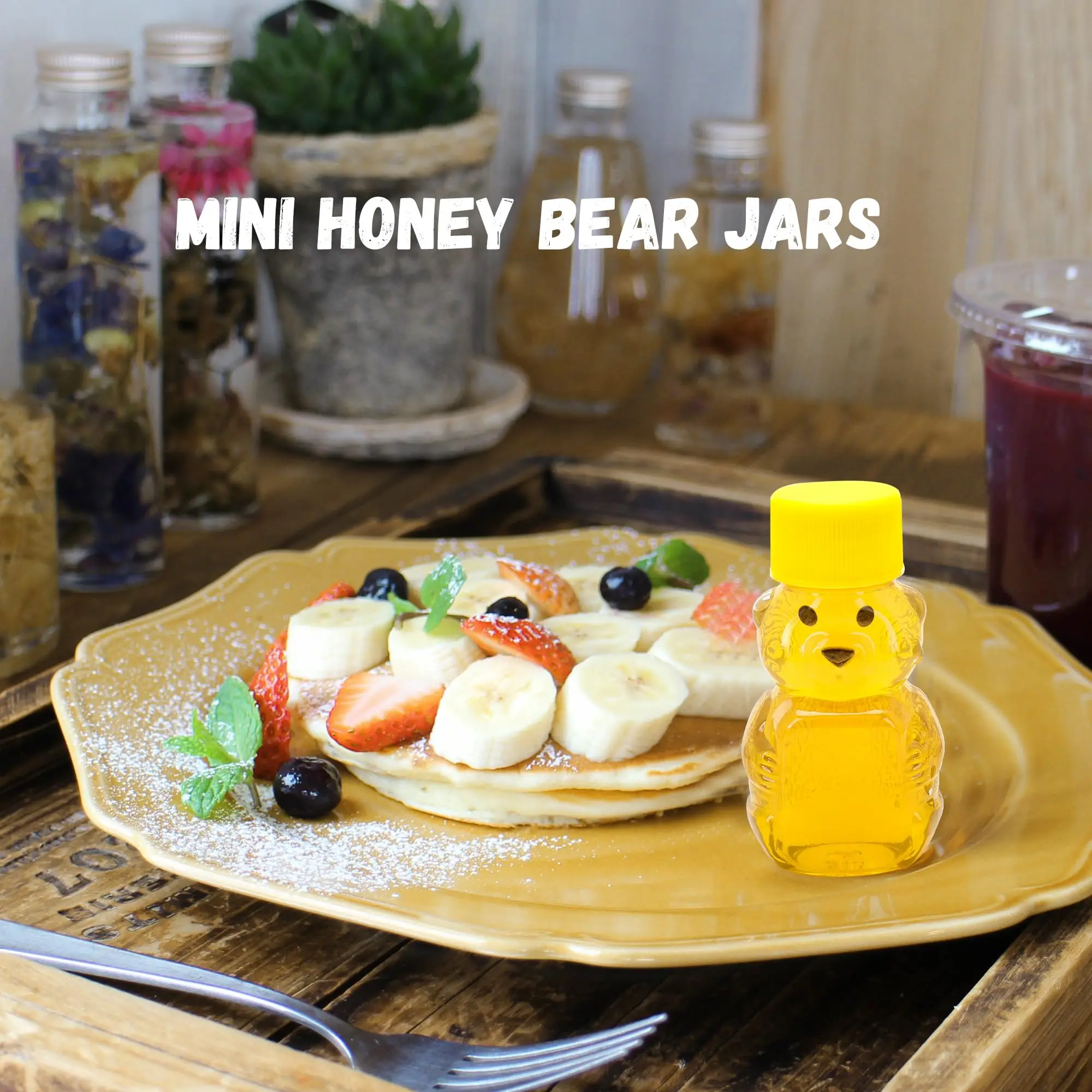 20pcs/50pcs 2 oz Honey Bear Bottle with Yellow Lids Bear Shape Juice Bottle Wedding Guest For Gifts Baby Shower Party Favors