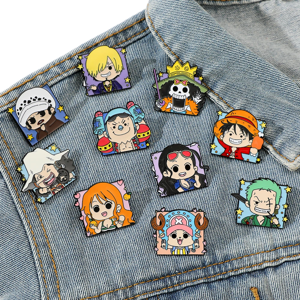 

10 Pcs Comedy Cartoon Brooch Classic Nami Usopp Roronoa Zoro Enamel Pin Backpack Clothes Jewelry Metal Badges Accessories Gifts