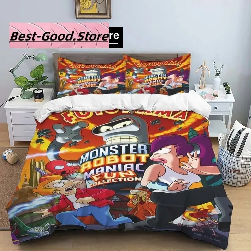 3D Print Cartoon F-Futurama Bender Bedding Set Boys Girls Twin Queen King Size Duvet Cover Pillowcase Bed boys Adult Bedroom