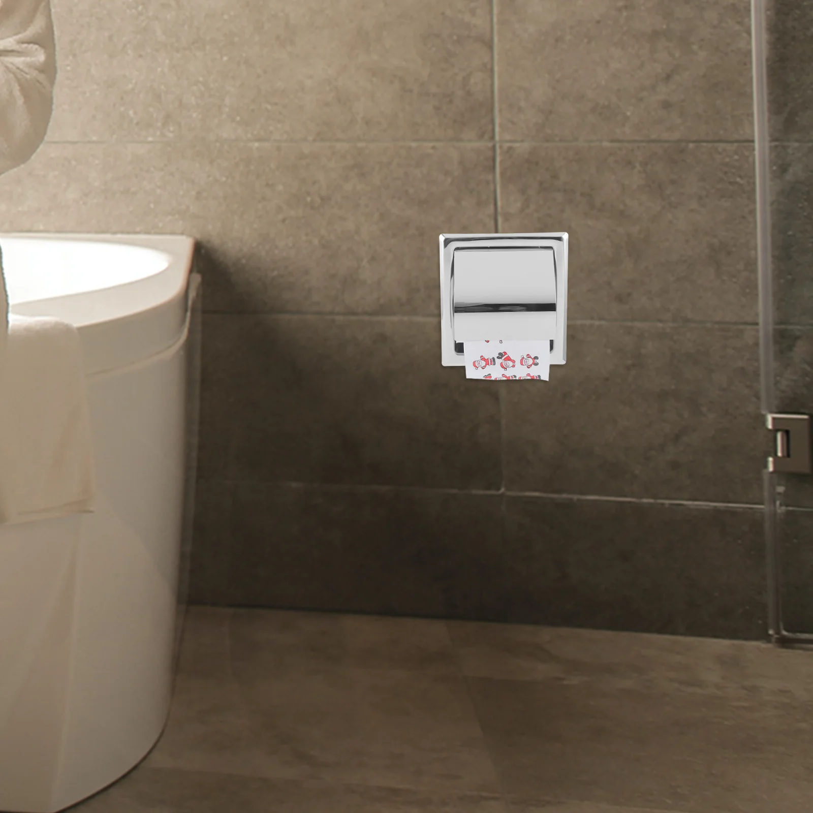 

Stainless Steel Wall Mounted Toilet Paper Holder Bathroom Tissue Holder Space Saving Kitchen Restroom Decorative Storage