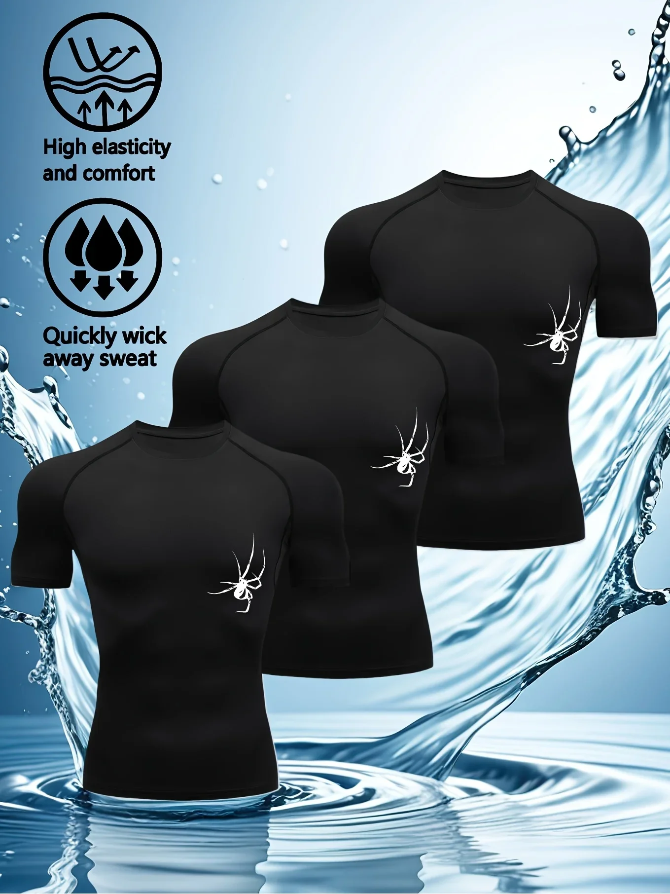 Triplet Men's Compression Printed T Shirt Summer Sportswear Running T-shirt Elastic Quick Dry Sport Gym Fitness TShirts Men