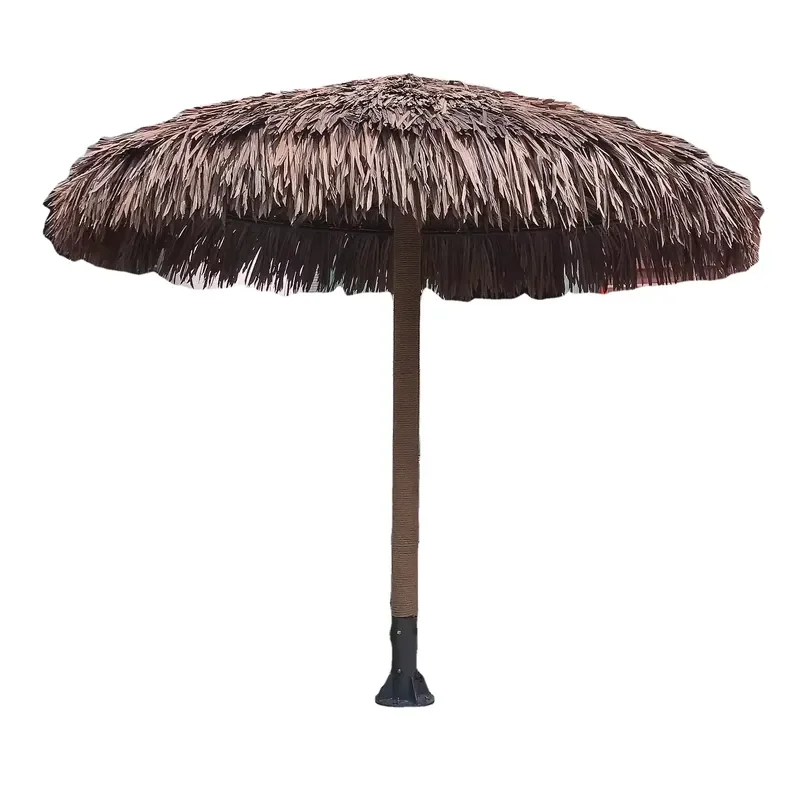 Natural Color Hawaii Hula Tiki Artificial Straw Thatched Beach Umbrella Synthetic Palm Leaf Roof Thatch Beach Umbrella