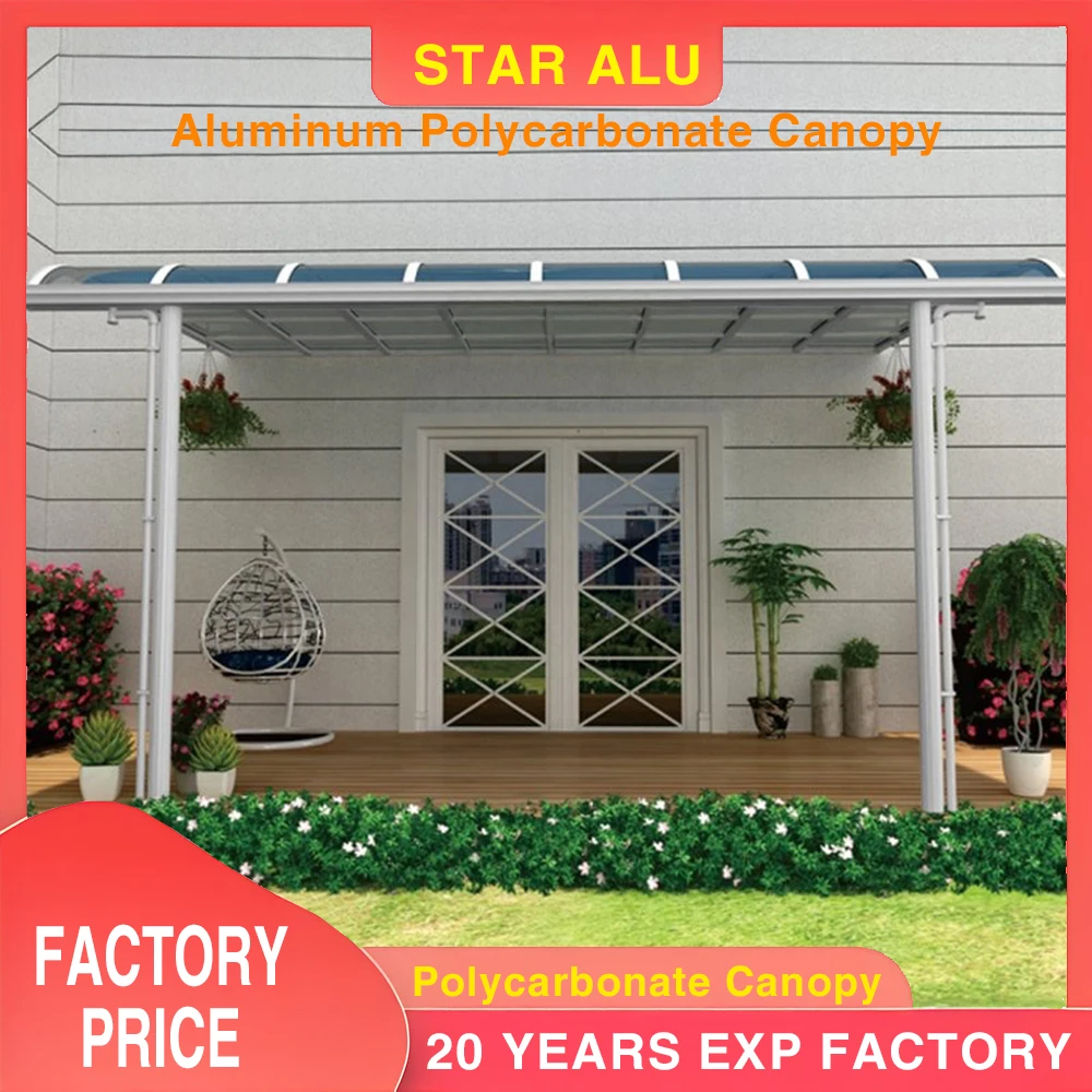 Polycarbonate Canopy Outdoor Patio Eaves Balcony Doors Rainproof Silent Rain Awning Transparent and Thickened polycarbonate cano