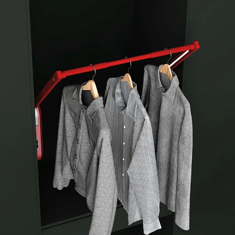 Wardrobe electric lift hanging rod cloakroom, pull-down telescopic hanger, voice remote control drying rack automatically rises