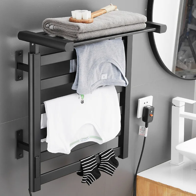 Intelligent Electric Double-Layer Towel Rack Household Bath Towel Drying at Constant Temperature No Punching Required Bathroom