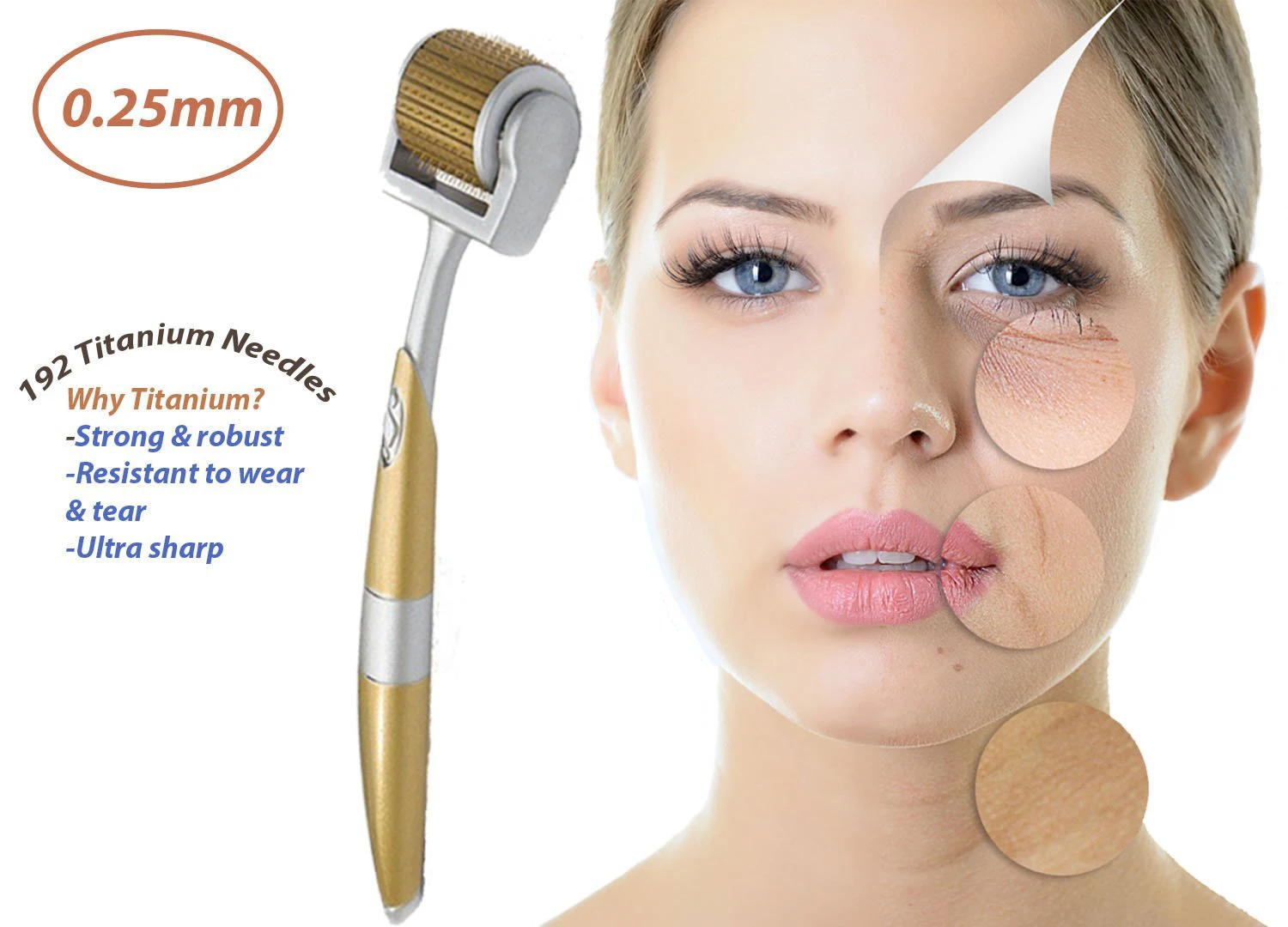 Volume Discount 0.3mm Titanium Massage ToolsCare Hair Beard Regrowth Rejuvenation 192 Derma Roller