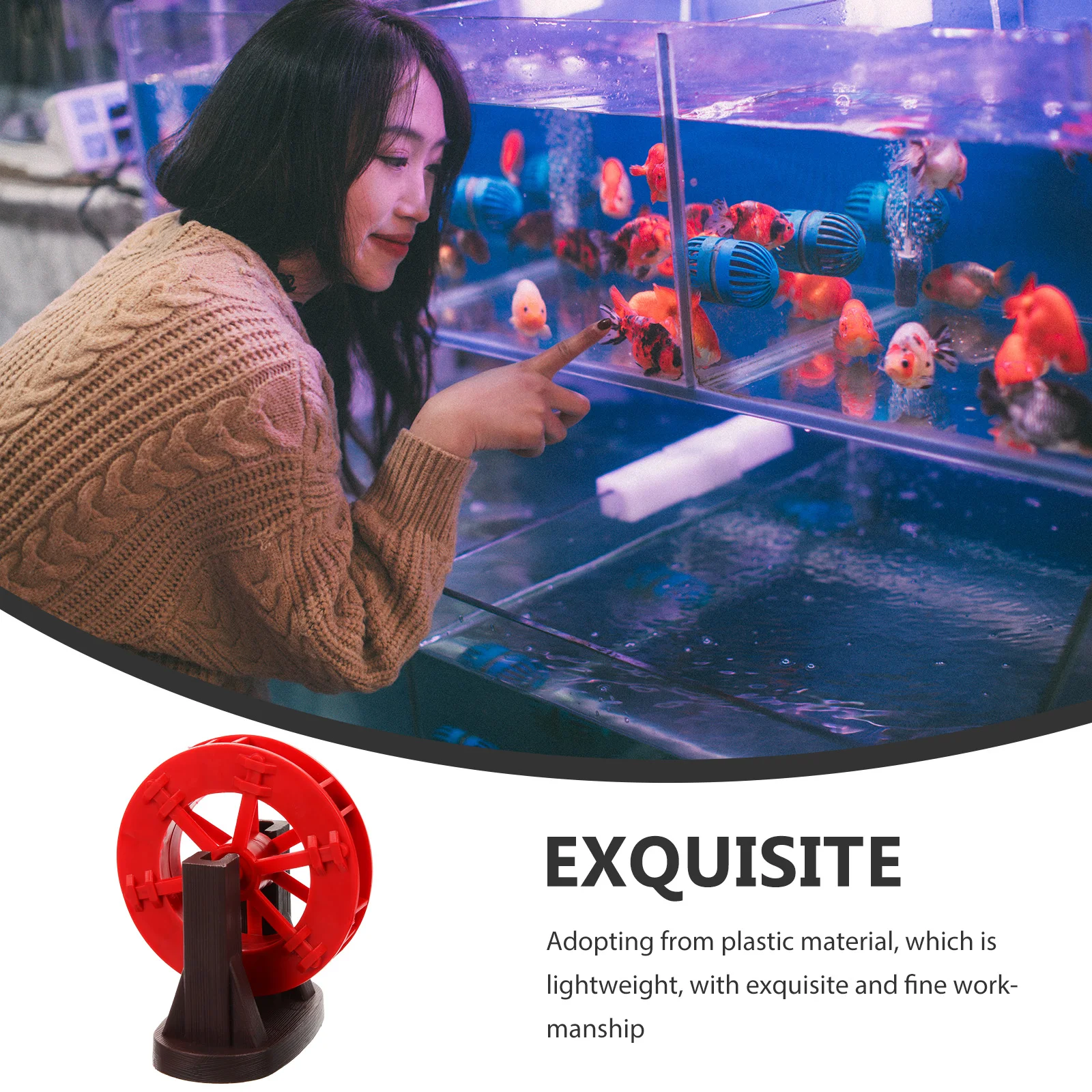 

Mini Waterwheel Ornaments 8CM Red 8x75x93CM Running Rockery Wheels for DIY Aquarium Pond Decor Home Office Fengshui