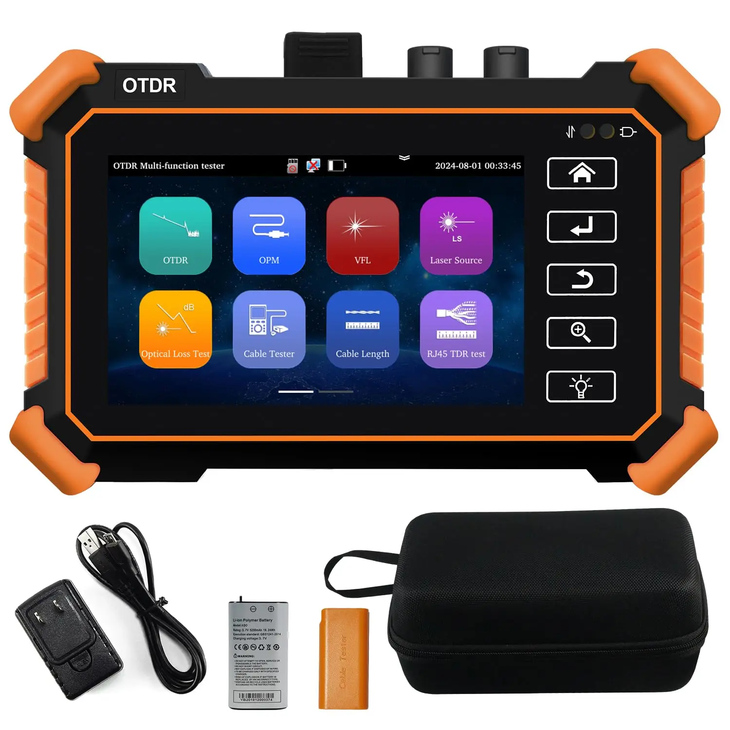 Singlemode Fiber Optic Tester OTDR TEST 1310/1550nm 26/24dB VFL OPM LS Event Map OLT RJ45 Cable Test Network Tools SC/UPC