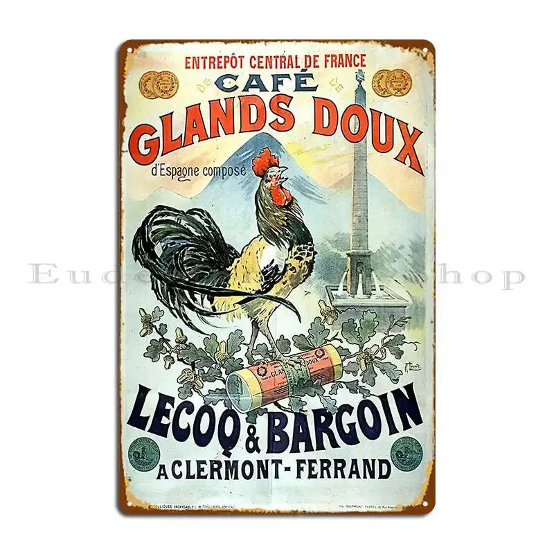Francia almacén Central de café de bellota dulce desde España placa de Metal Impresión de póster Mural Vintage personalizar cartel de estaño