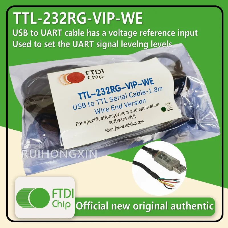 TTL-232RG-VIP-WE USB to UART cable features voltage reference input for setting UART signalling levels