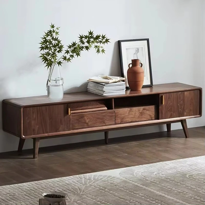 

B5084 Light Luxury Modern Style, Solid Black Walnut TV Cabinet