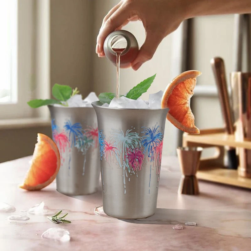 

150ml Color-Changing Firework Stainless Steel Cup – 304 Steel Shot Glass with Iridescent Finish, Durable for Party & Bar Use