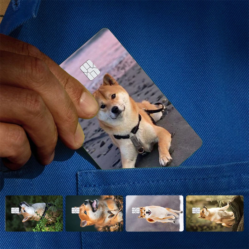 Animal Cute Dog Akita Cover Skin Sticker For Credit Card Bank Debit Bus Card Front Side