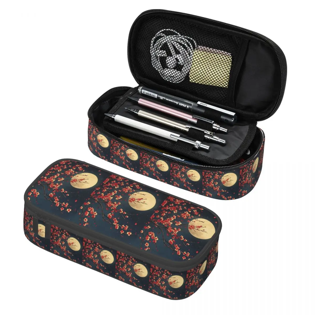 

Red Moon And Blossom Branches Pencil Cases Pencil Pouch Storage Stationery Supplies Large Storage Pen Box Pencil Bag for Kids