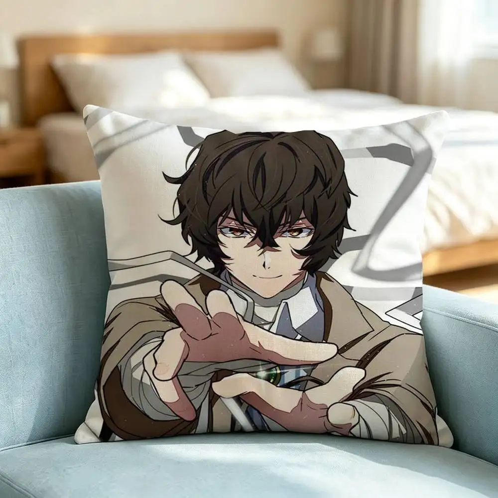 Bungo S-Stray D-Dogs Anime Square Double-Sided printed Pillow Case Bedroom Bedside Pillow Sofa Cushion Cover Gift