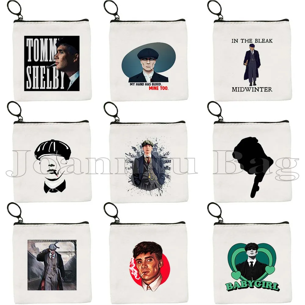 

Peaky Blinders Tommy Shelby Cillian Murphy Boys Low Poly Canvas Coin Purse Key Case Small Storage Card Bag Wallet Zipper Pouch