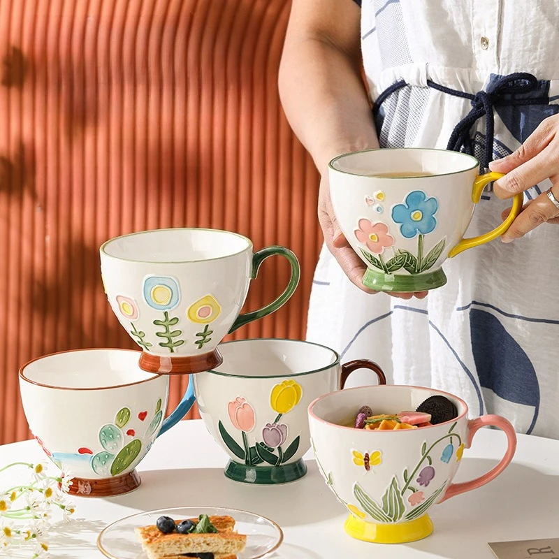 

Ceramic High Aesthetic Large Capacity Coffee Mug for Home Oatmeal Breakfast Milk Cup