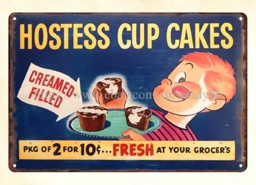 HOSTESS CUP CAKES metal tin sign man cave wall restaurant pub