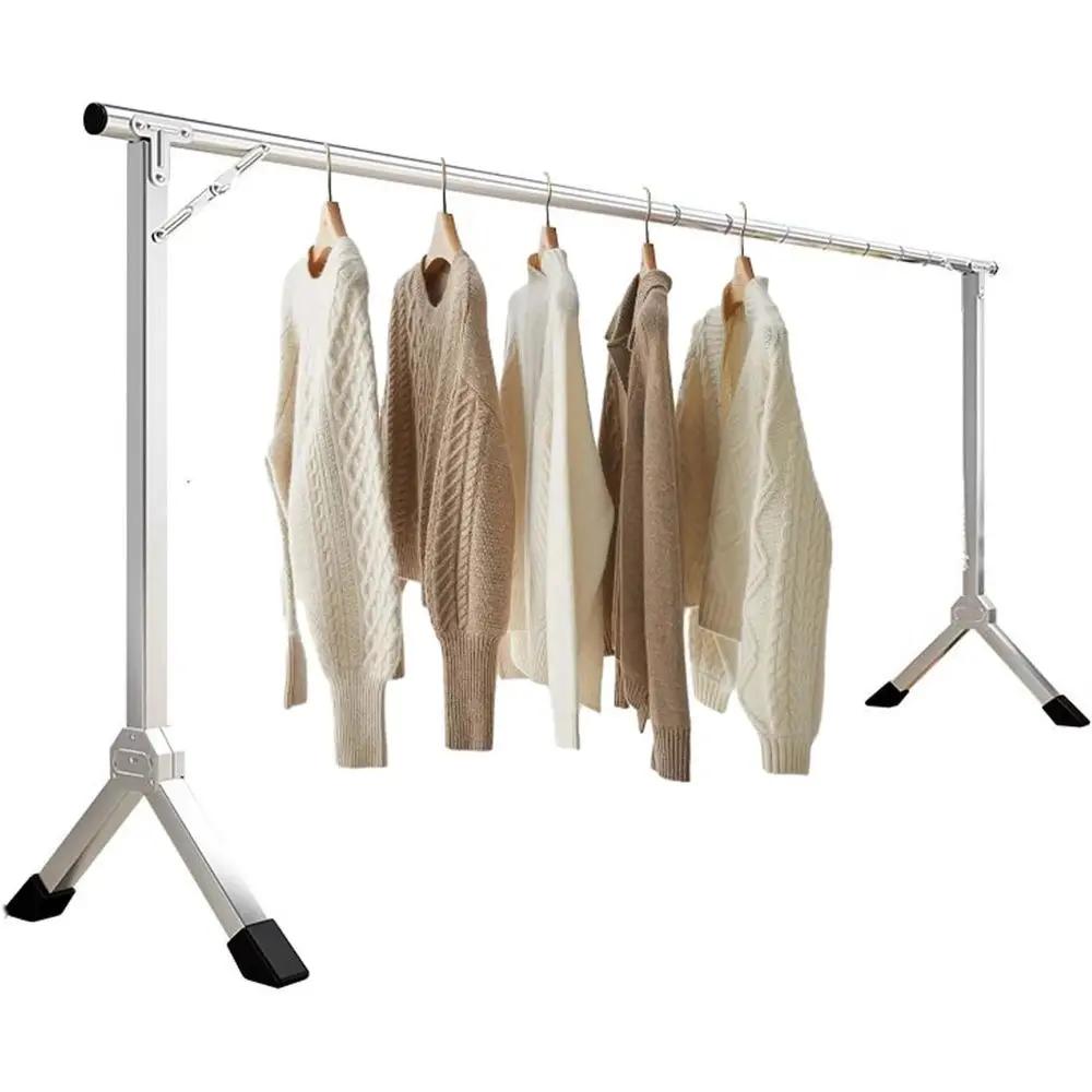 Indoor Stainless Steel Clothes Drying Rack with 20 Windproof Hooks - Space-Saving Heavy Duty Design