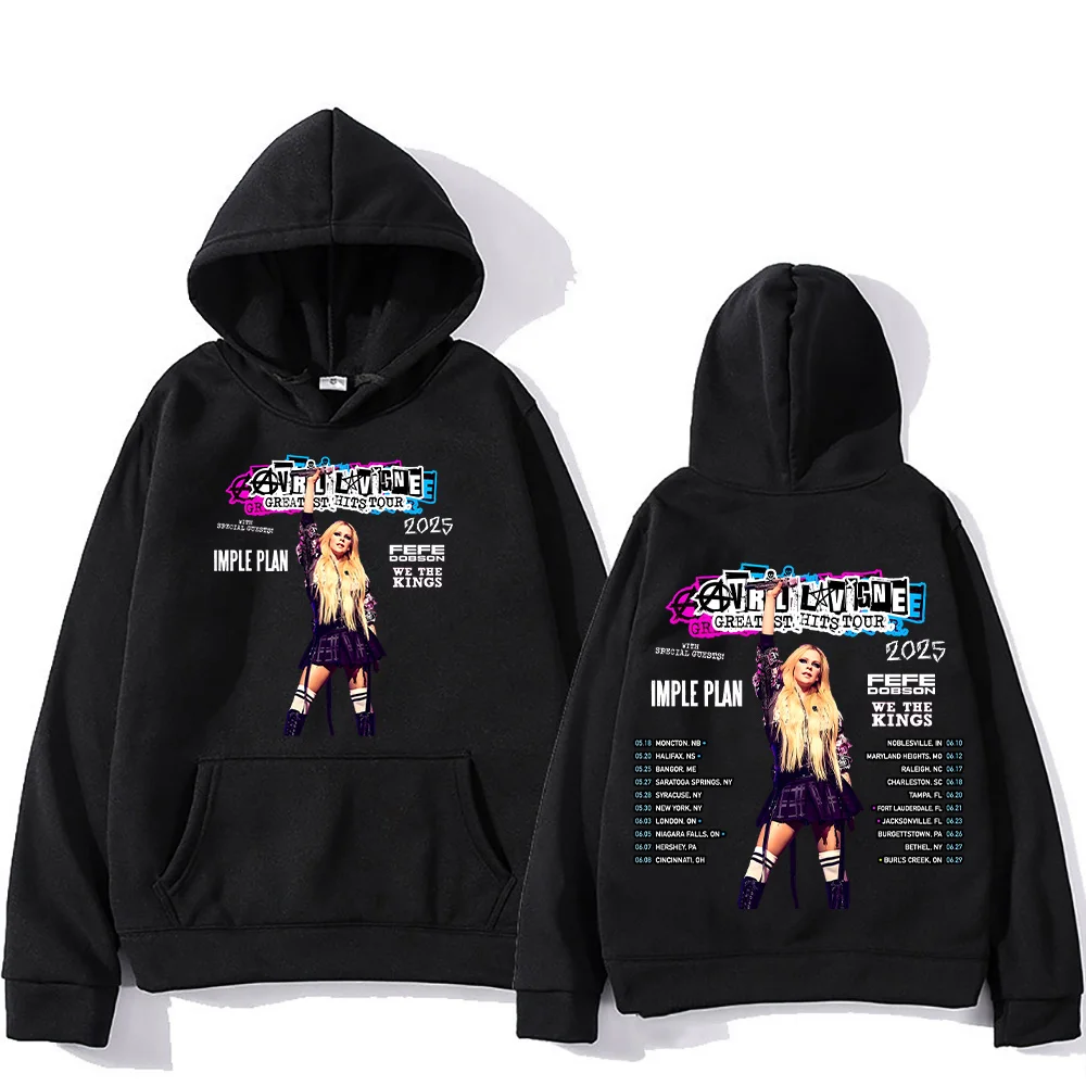 Avril Lavigne Greatest Hits Tour 2025 Hoodies Rock Funko Aesthetic Sweatshirt Women Men Trends Pullovers High Street Loose Hoody