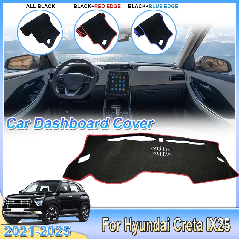 لشركة هيونداي كريتا IX25 2021 ~ 2024 2025 وحدة التحكم المركزية للسيارة داش حصيرة لوحة القيادة المضادة للانزلاق وسادة السجاد الشمس واقية اكسسوارات السيارات #2