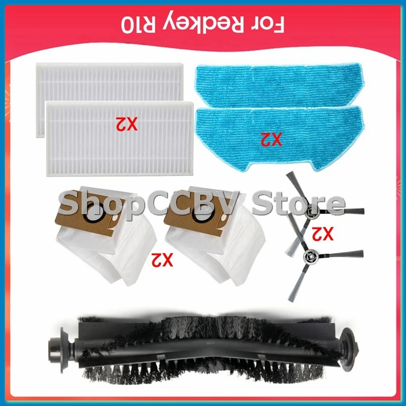 Replacement Filter Mop Cloth Dust Bag Side Brush Kit for R10 Robot Vacuum Household Accessories Appliance Parts-A57M