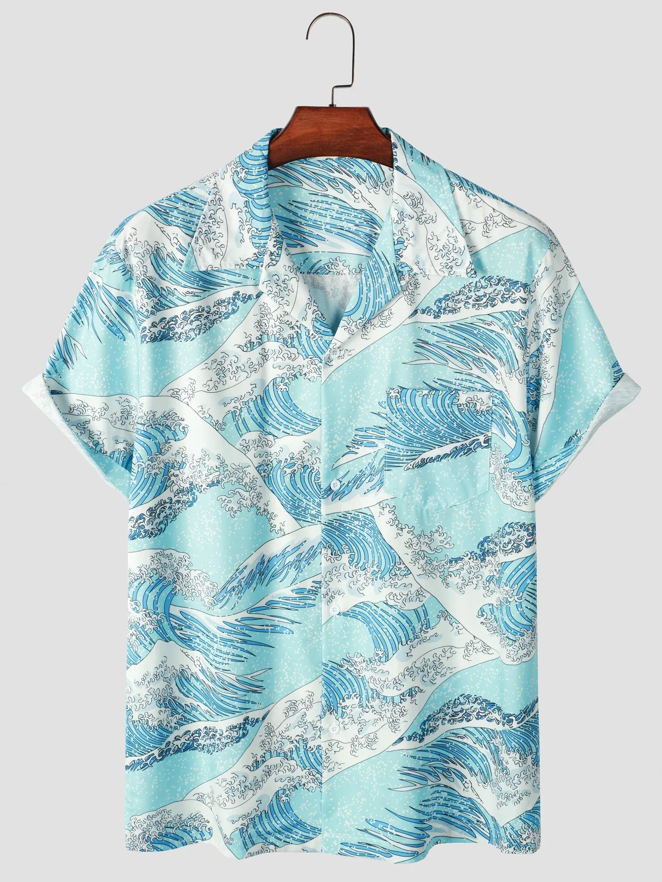

Hawaiian men's short-sleeved shirt, suitable for summer vtion, casual suit, buttons, mn pattern