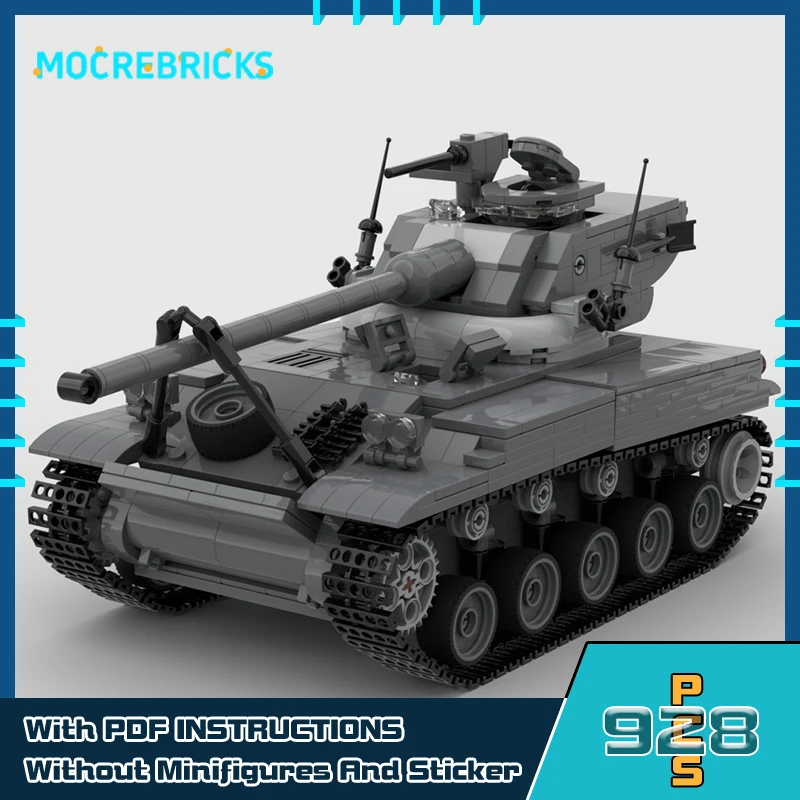 Licht Gevechts AMX-13 Tank V2 Rupsbanden Pantservoertuig Model Diy Bouwstenen Kleine Deeltjestechnologie Baksteen Kinderspeelgoed