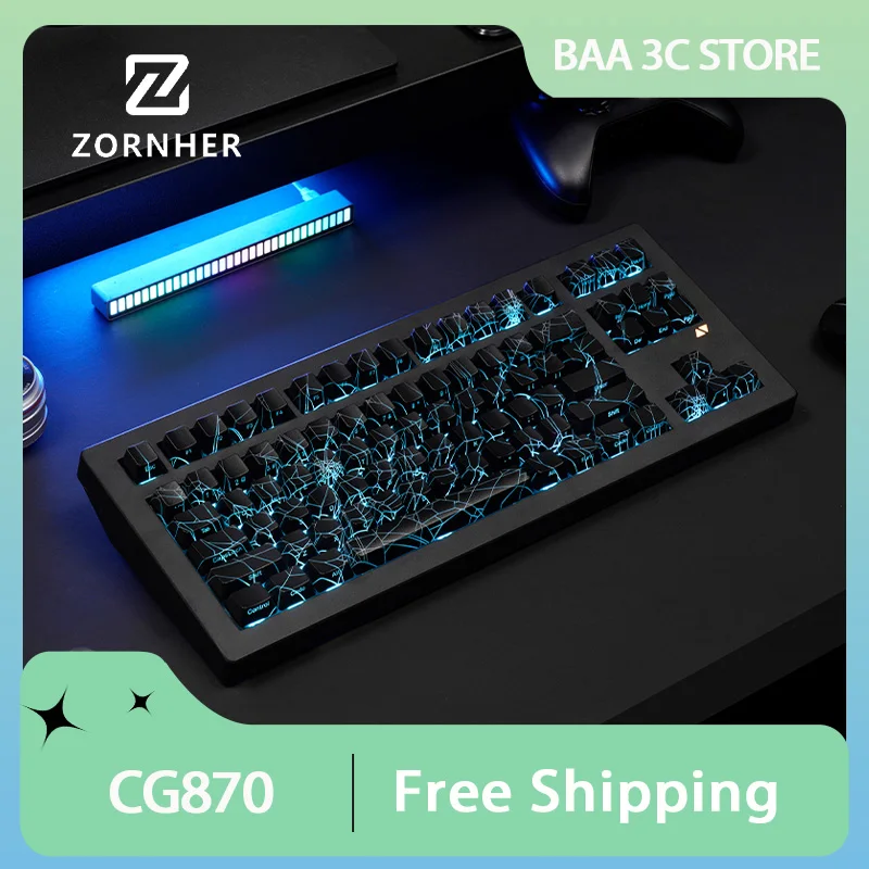 

ZORNHER Zuohe CG870 Mechanical Keyboard Wireless Bluetooth Tri Mode Customized RGB Hot Swap Gaming Office Keyboards Laptop Gift