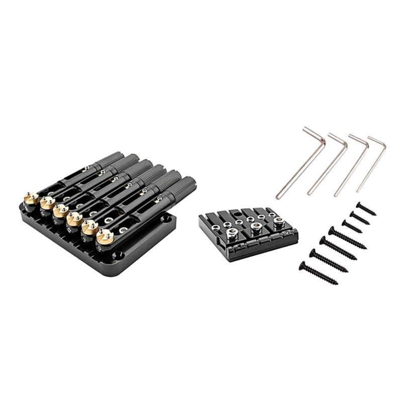 

6 Strings Saddle Headless Guitar Bridge Tremolo System With Tailpiece For Electric Guitar Replacement Tools Parts