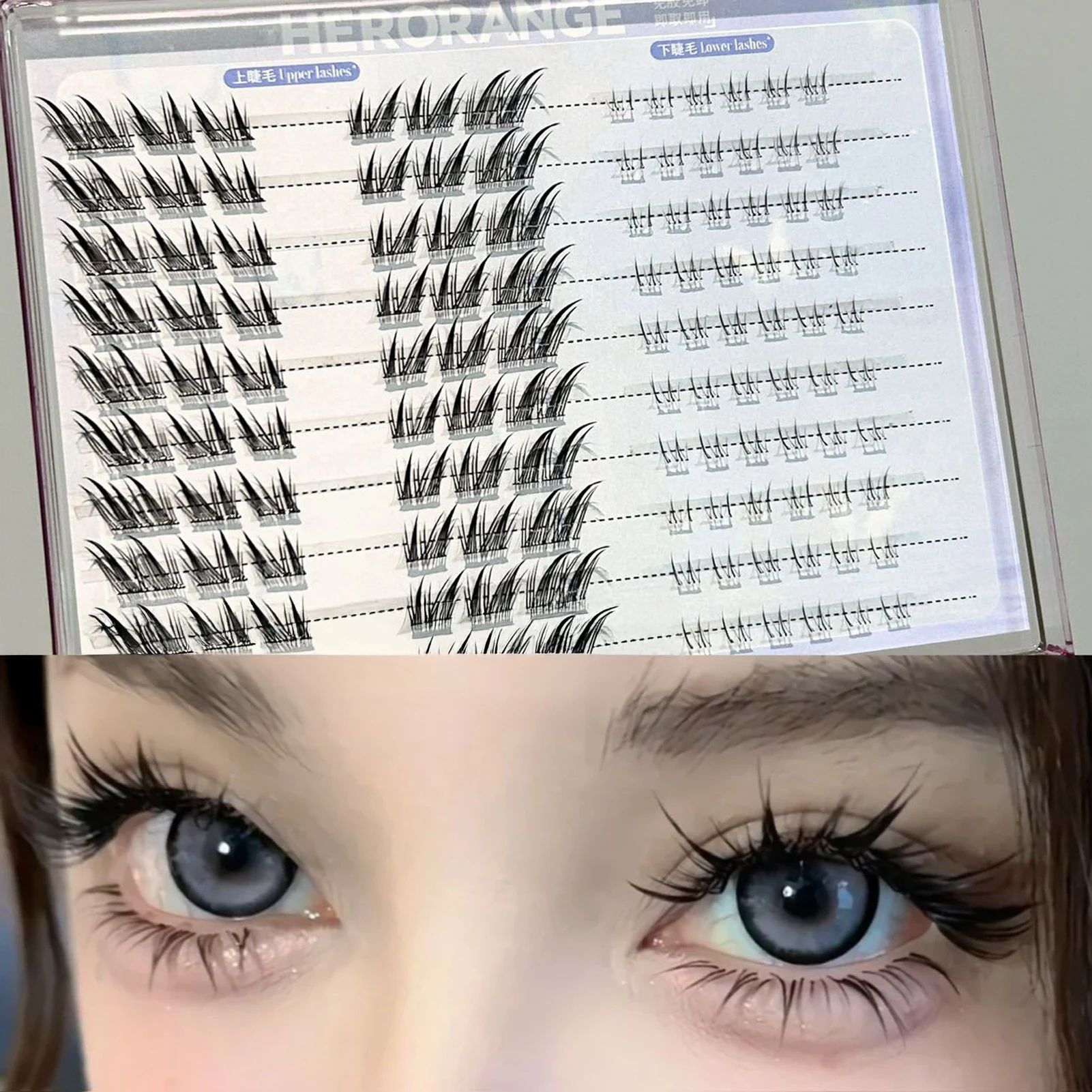 10 linhas y2k raposas cílios postiços estilo cômico misturado natural cílios inferiores sem necessidade de cola para trabalho, festas de aniversário e viagens