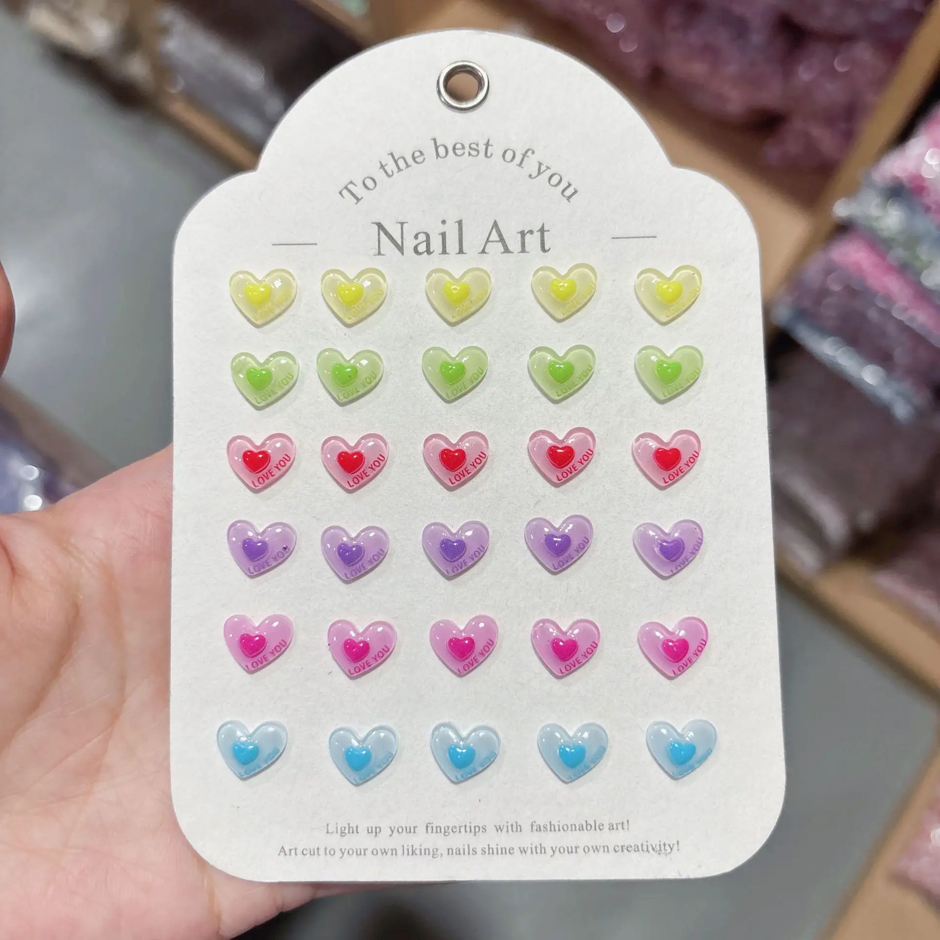 100Pcs/Pack 3D Double Love Nail Charms - Romantic Interlocking Heart Resin Decor for Couple Manicures