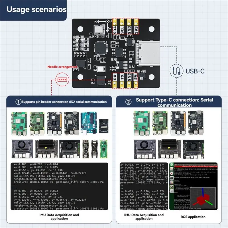 AA08-High-Precision 10-Axis IMU Attitude Sensor Module Support AHRS For ROS For Robots Calculation