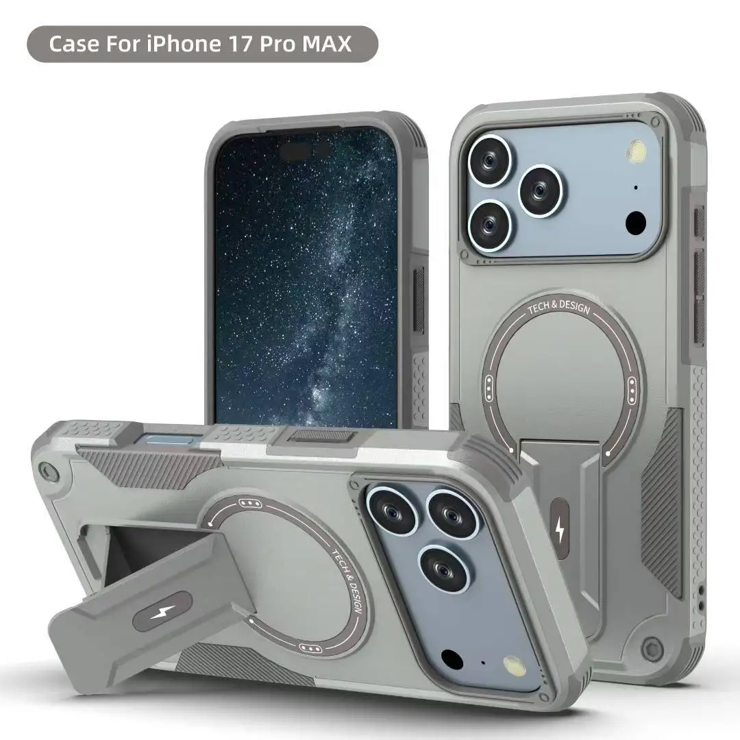 Hottest Armor Invisible Bracket Phone Cases For IPhone 17 Pro Max Anti Drop Magnetic Wireless Charge Protector Cover