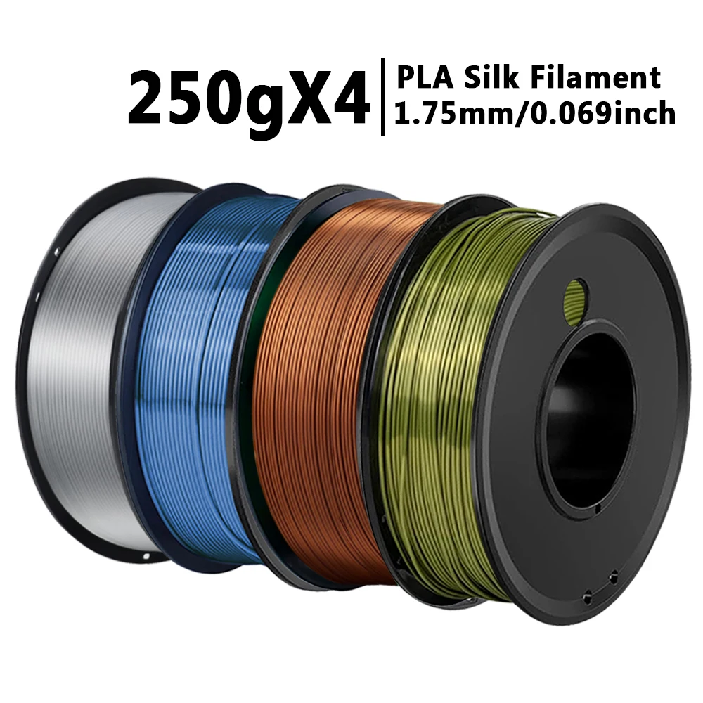 

250gx4 Нить для 3D-принтера PLA Шелковая бронза Медь Серебро 1,75 мм Матери для 3D-печати Pla Silver Blue Wire Вакуумная упаковка 250 г