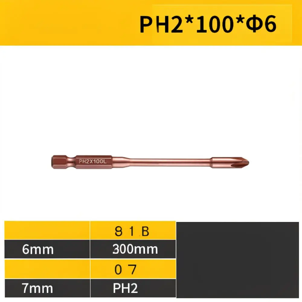 Long Reach Cross Head Bit Set High Strength S2 Alloy Steel Tip For Pneumatic Air Screwdriver Manual Driver Accessories