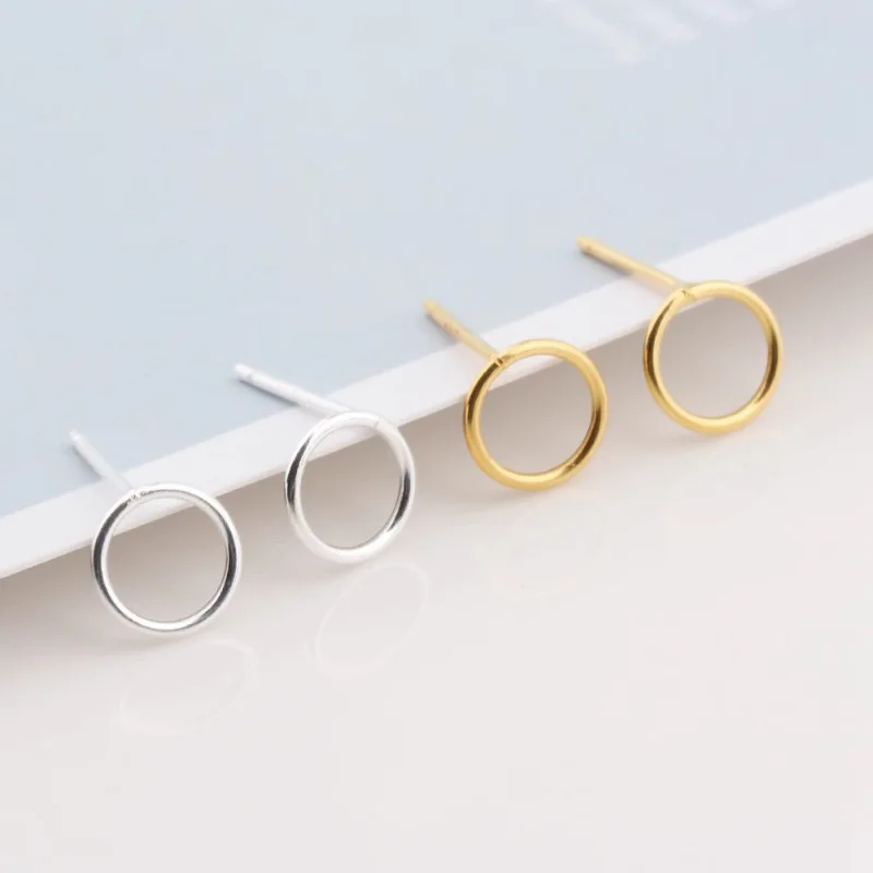 

New Trendy 925 Sterling Silver Stud Earrings Circle Geometric Golden For Women Girl Gift Fashion Jewelry Dropship Wholesale